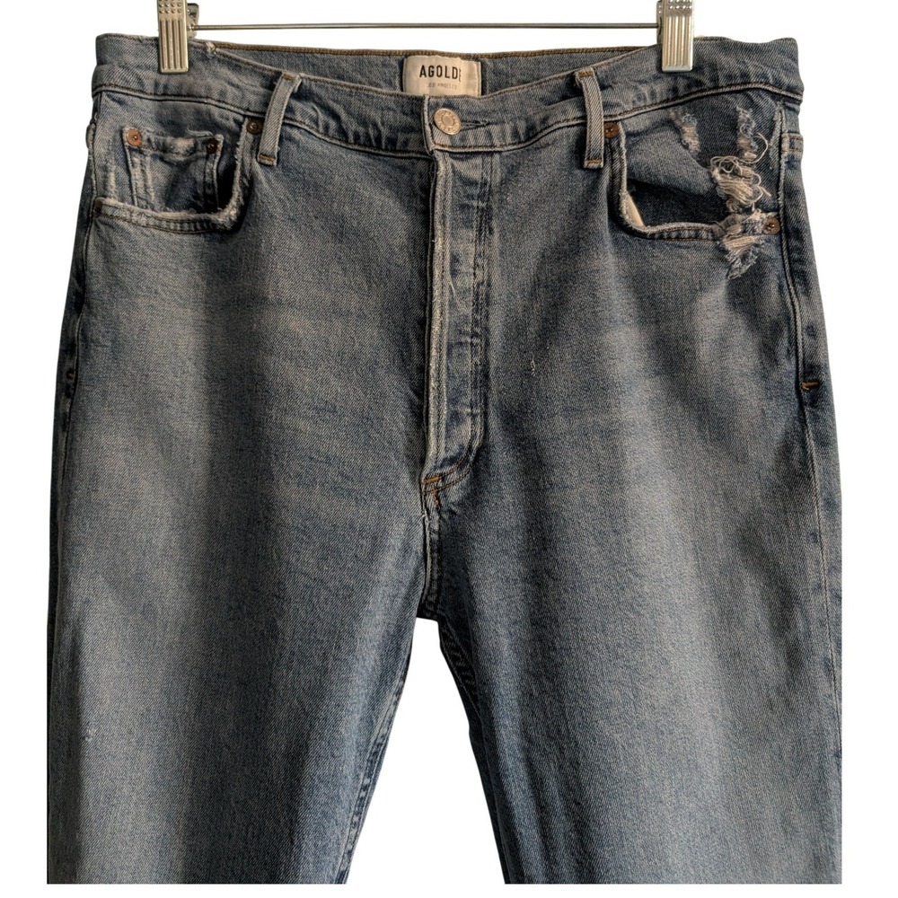 AGOLDE Nico High Rise Slim‎ Rooted Distressed Raw Hem Jeans Women's 32 - Picture 4 of 16